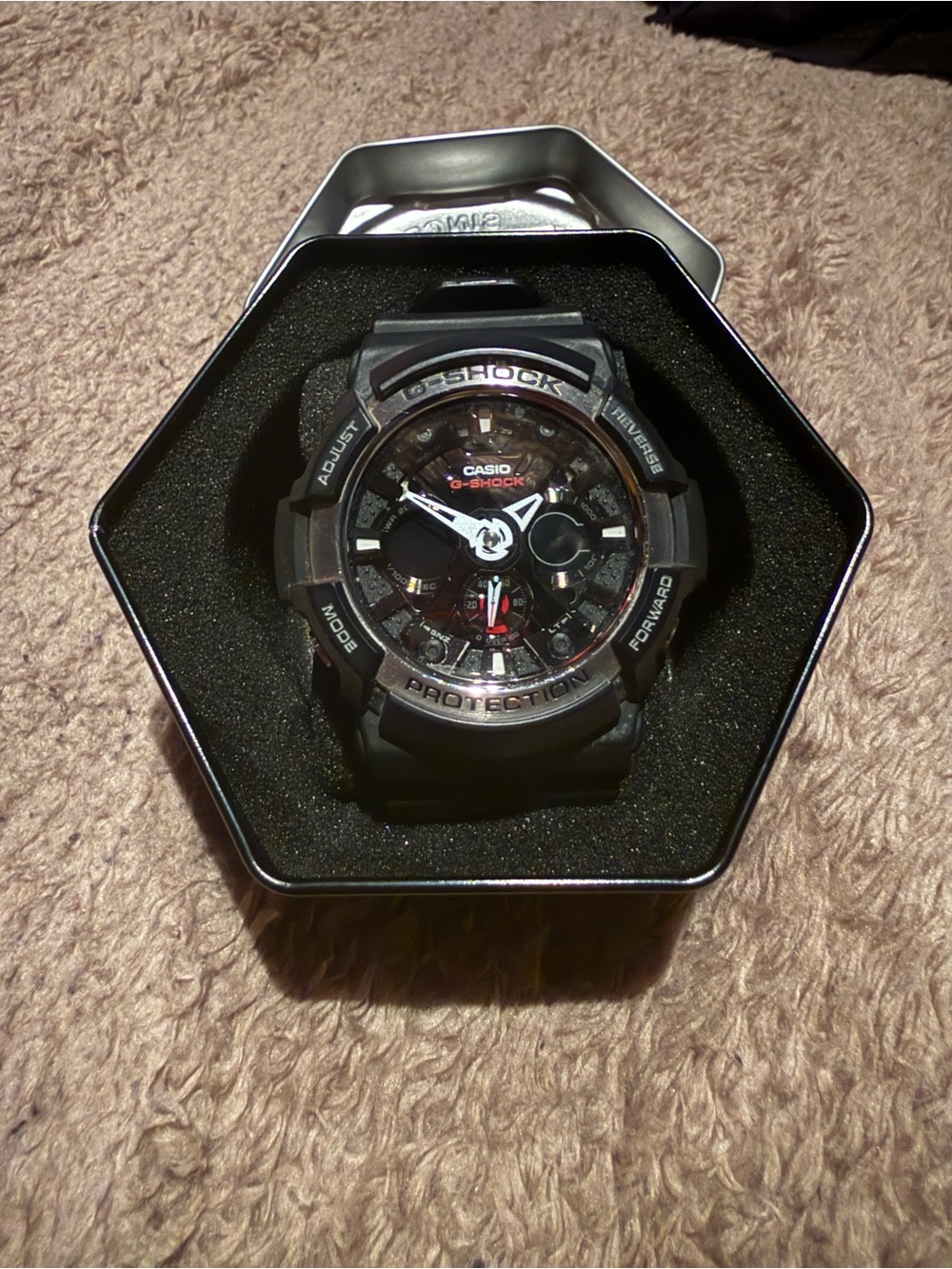 Casio G-Shock Black Grey Steel Metal Red Accents 5229 Watch
